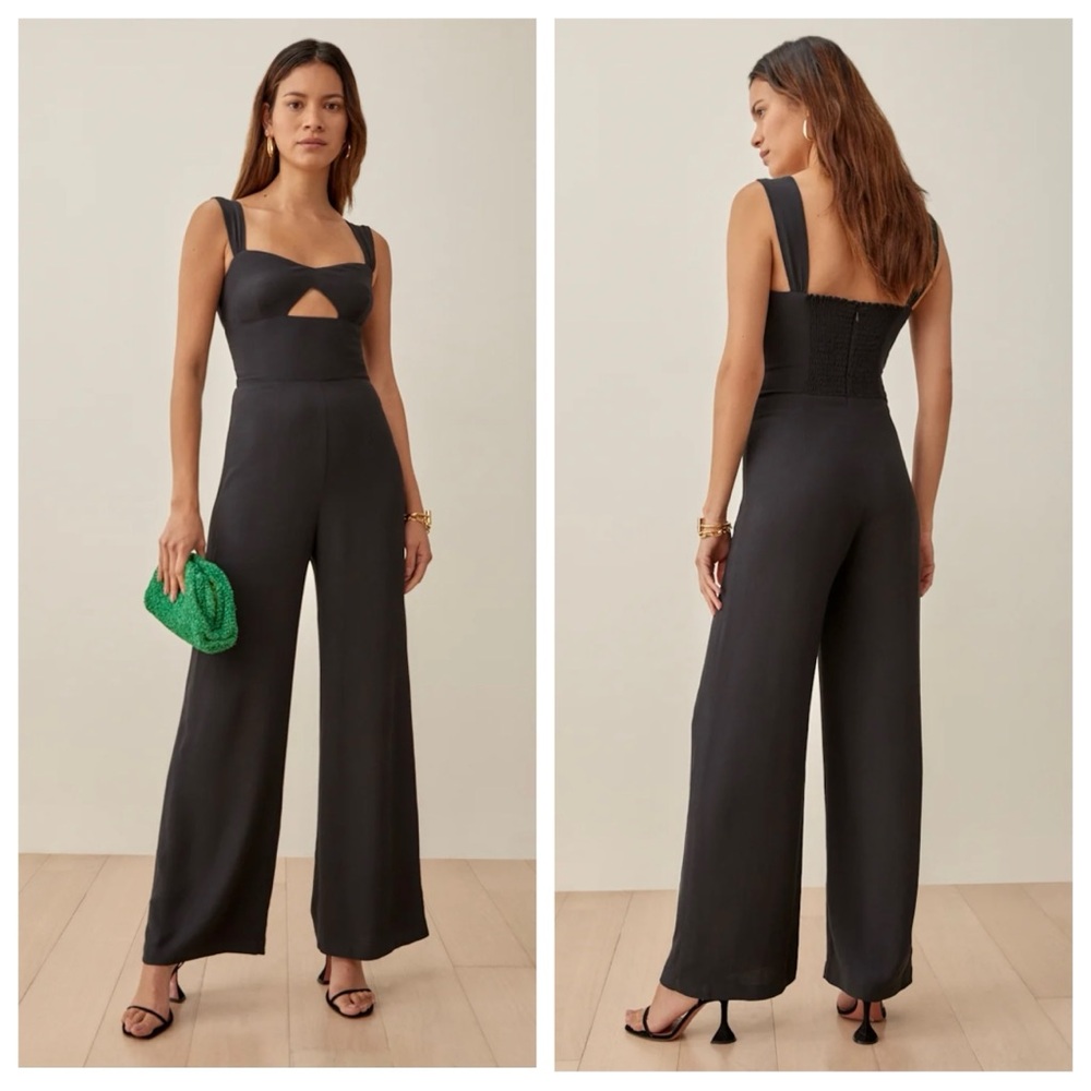 REFORMATION Poppy Black Jumpsuit Size 8, NWT